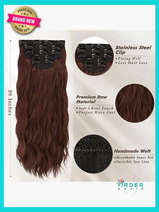 20 Inch Clip in Hair Extensions Soft Wavy 5 Pieces Thick Synthetic Hairpieces main image 6